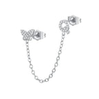 Women's Zircon Butterfly Alphabet One Piece Stud Earrings - Viexta