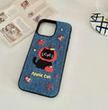 Denim Embroidered Cat Cartoon iPhone Case - Viexta