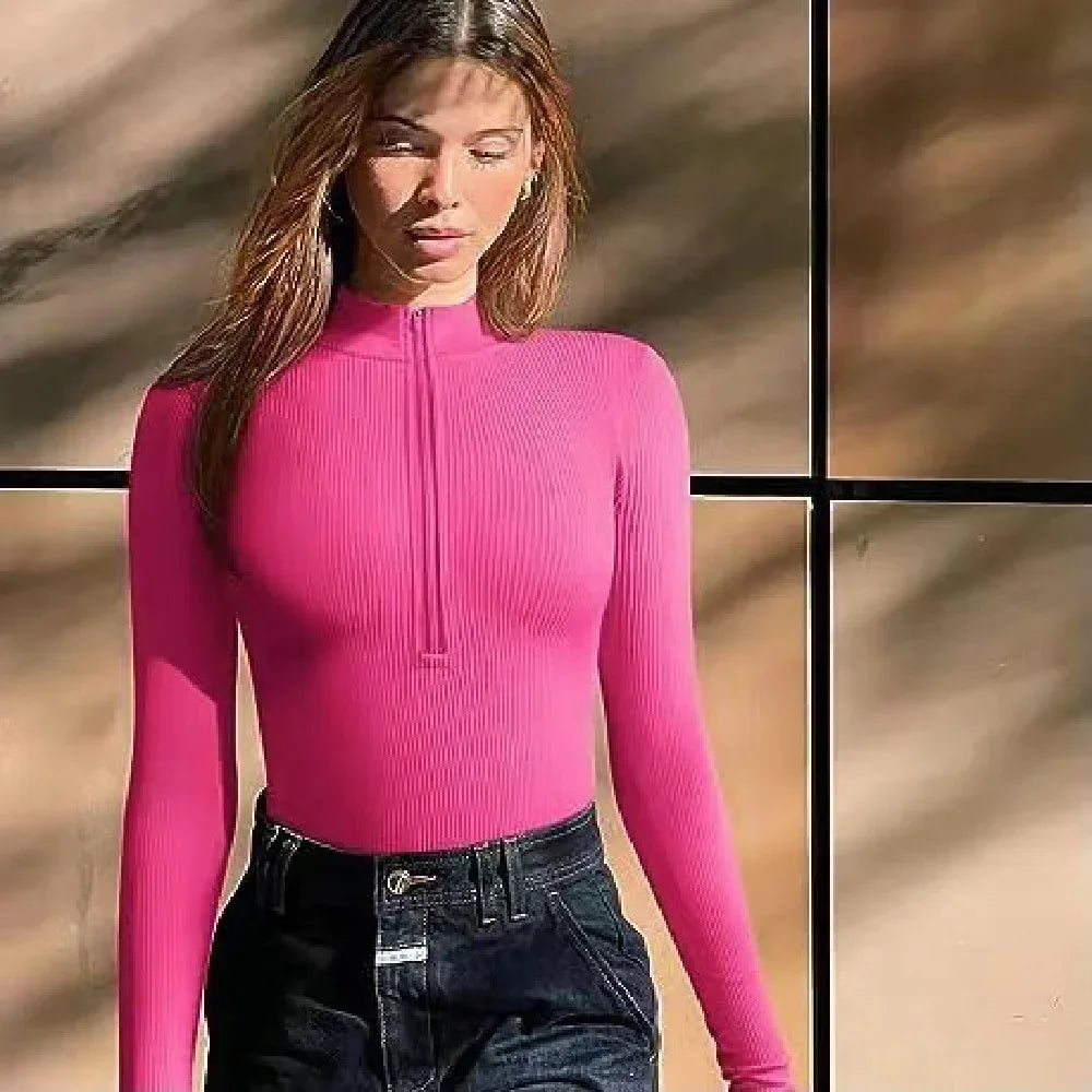 Fashion Long Sleeve Zipper Jumpsuit - Viexta