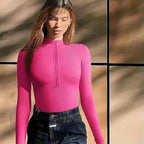 Fashion Long Sleeve Zipper Jumpsuit