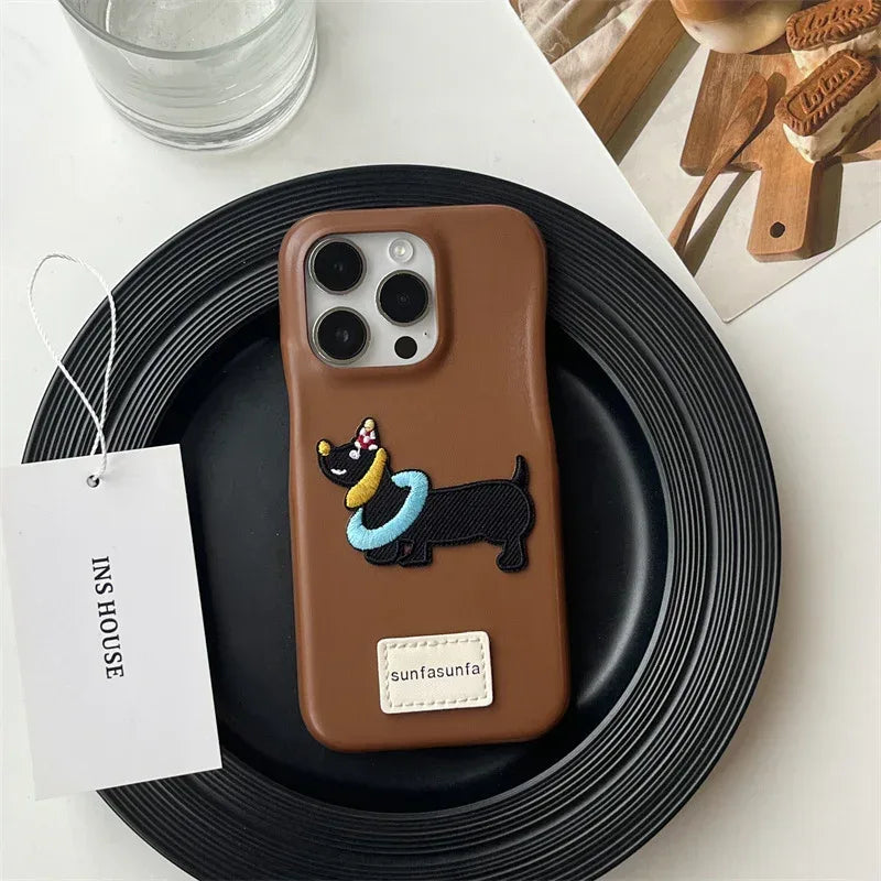 Leather Sausage Dog iPhone Case - Viexta