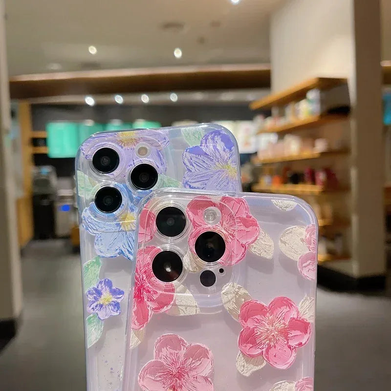 luminous-oil-painting-flower-quicksand-phone-case - Viexta