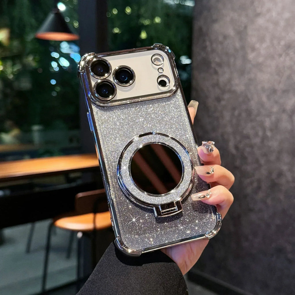 Glitter Mirror Magnetic Bracket iPhone Case - Viexta