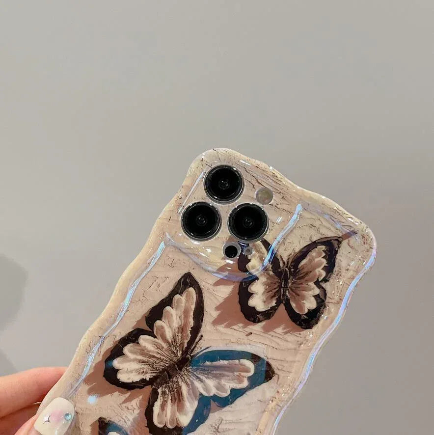 wave-pattern-blue-light-butterfly-iphone-case - Viexta