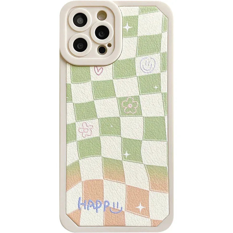 Checkerboard Flower Smile iPhone Case - Viexta