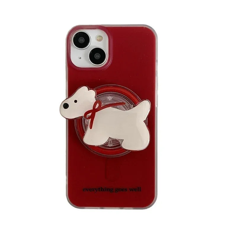 New Year Red Bow Tie Puppy Drop-resistant iPhone Case - Viexta