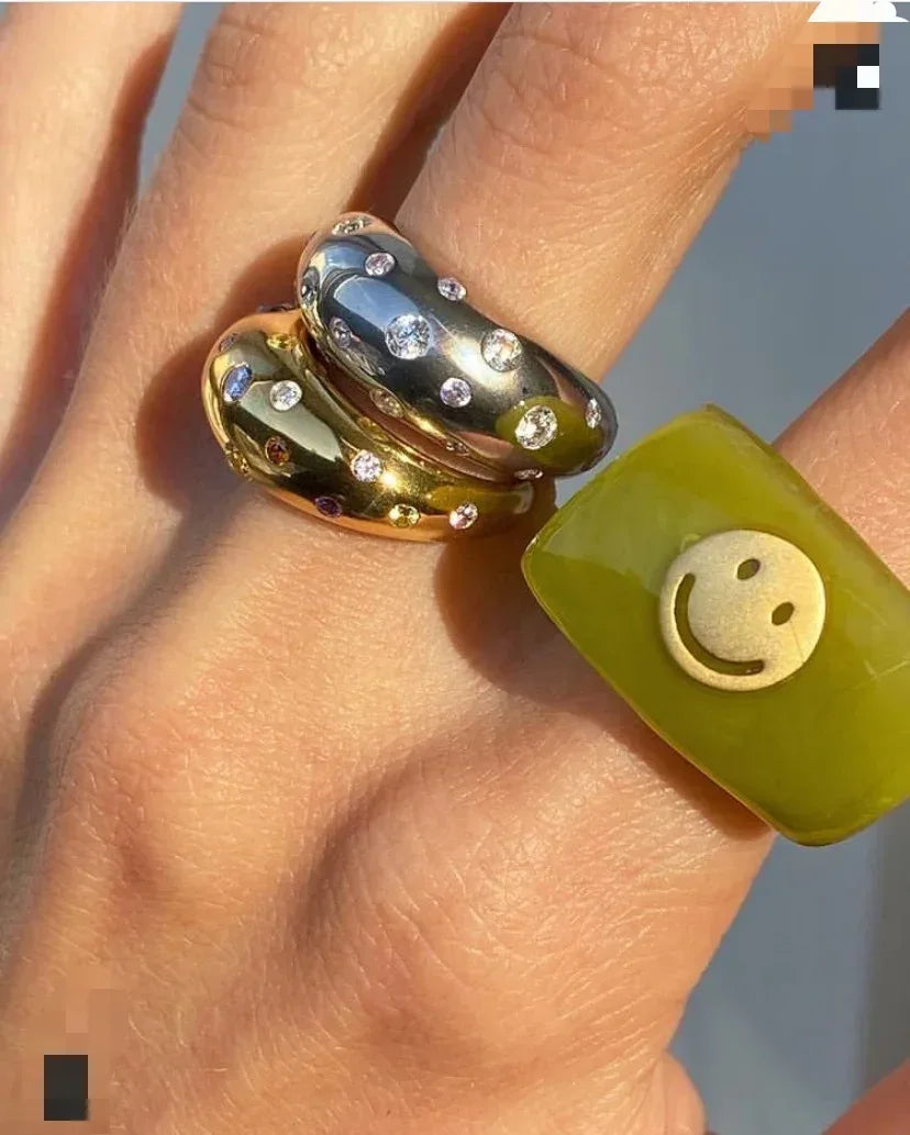 Inlaid Zircon Adjustable Ring - Viexta