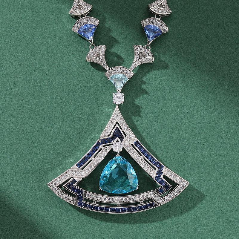 womens-triangle-micro-set-zircon-necklace-earring-set - Viexta
