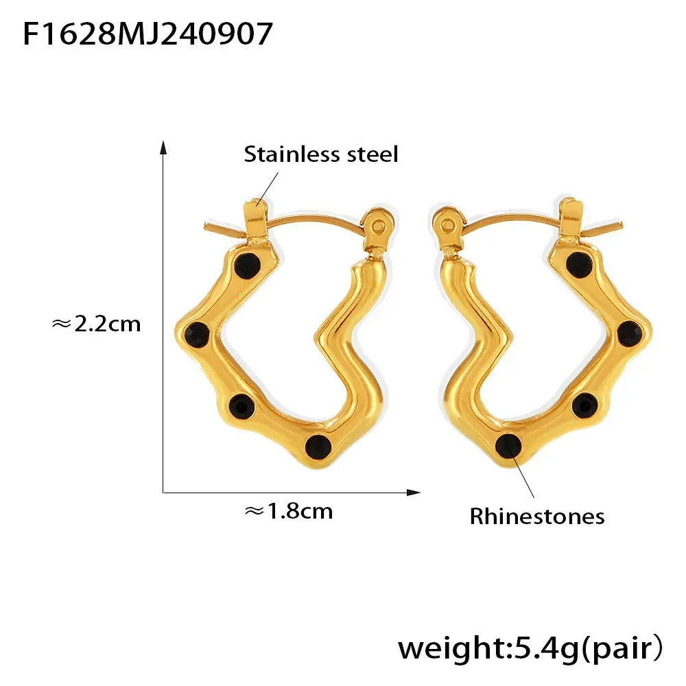 Heart-shaped Stainless Steel 18K Gold-plated Light Luxury Earrings - Viexta