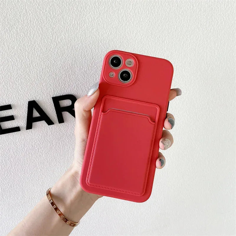 Insert Card Silicone Color Blocking iPhone Cover - Viexta