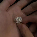 Zircon Micro Inlaid Three-dimensional Rose Ring