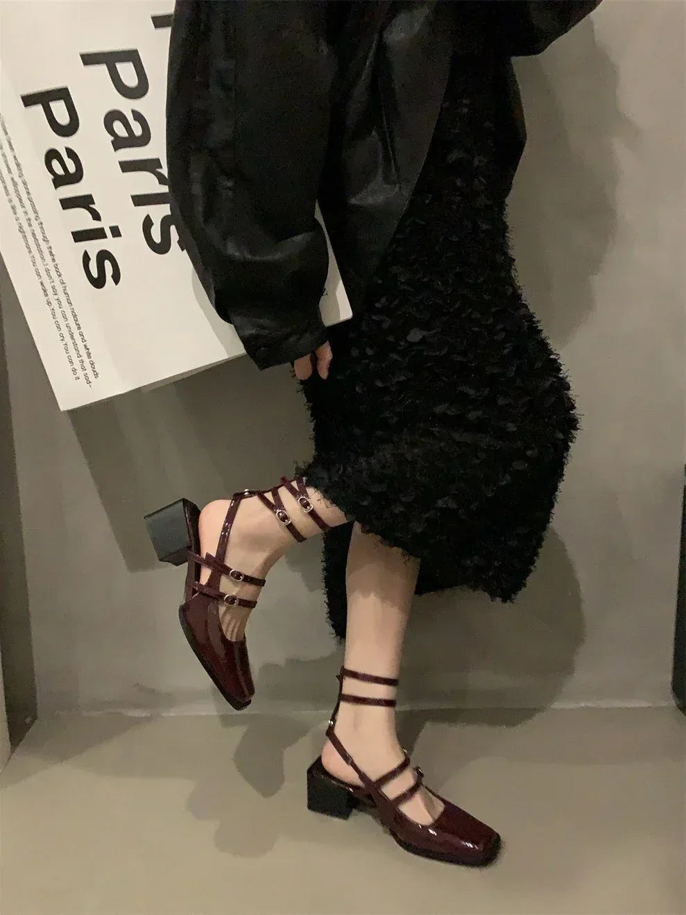 Women Thick Black High Heels - Viexta