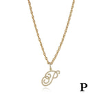 26 Letter Zircon 18k Gold Necklace
