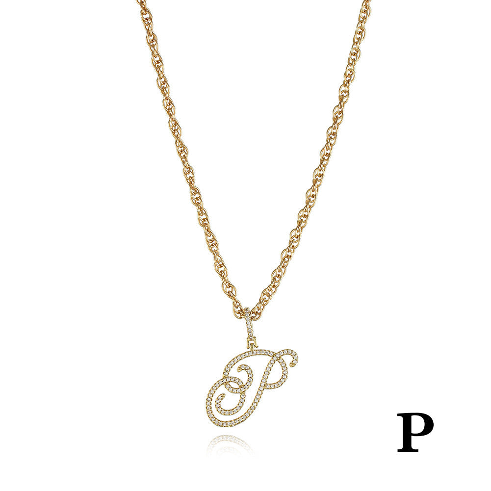 26 Letter Zircon 18k Gold Necklace