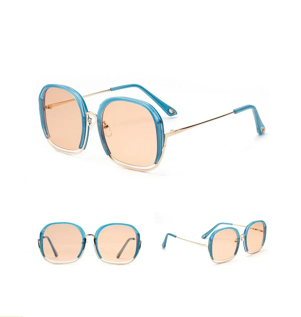 Colorful Large Half Frame Sunglasses - Viexta