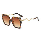 Retro Square Snake Pattern Temple Sunglasses - Viexta