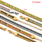 Zircon-studded Chain Pearl Bracelet