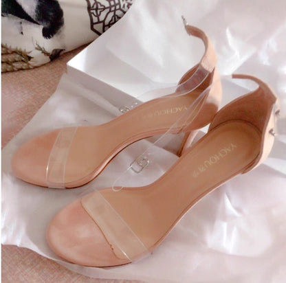 Leather Strap Transparent High Heel