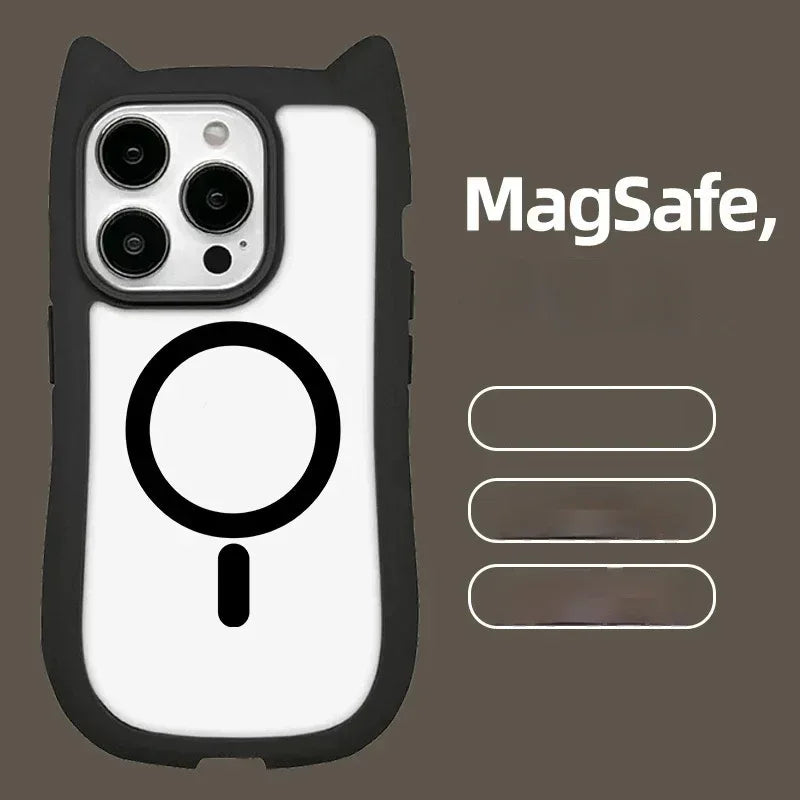 magnetic-shell-stereo-cat-ear-iphone-case - Viexta