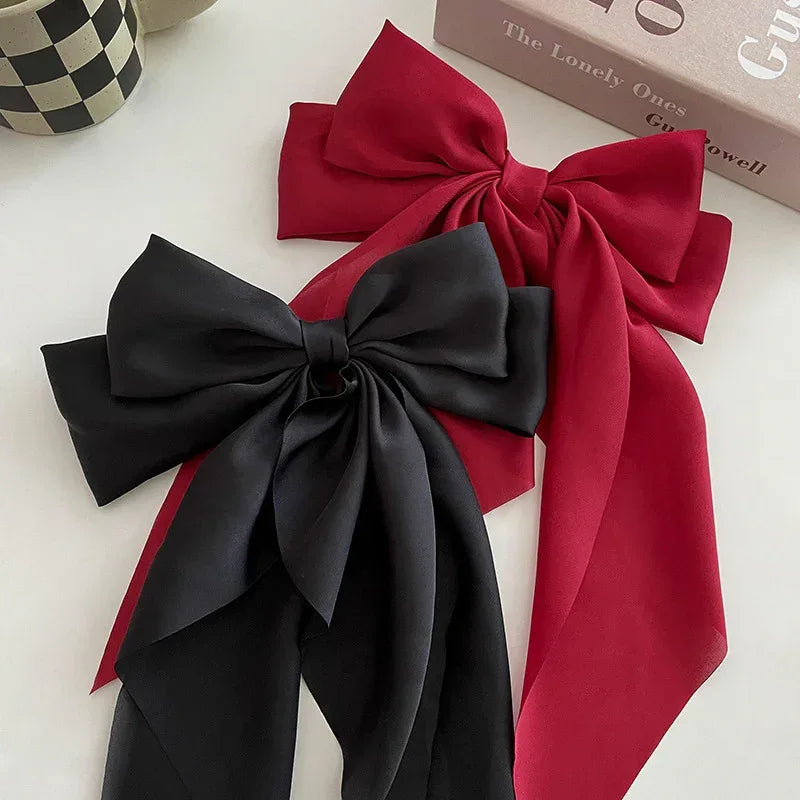Satin Bow Ribbon Hairpin with Hair Clip - Viexta