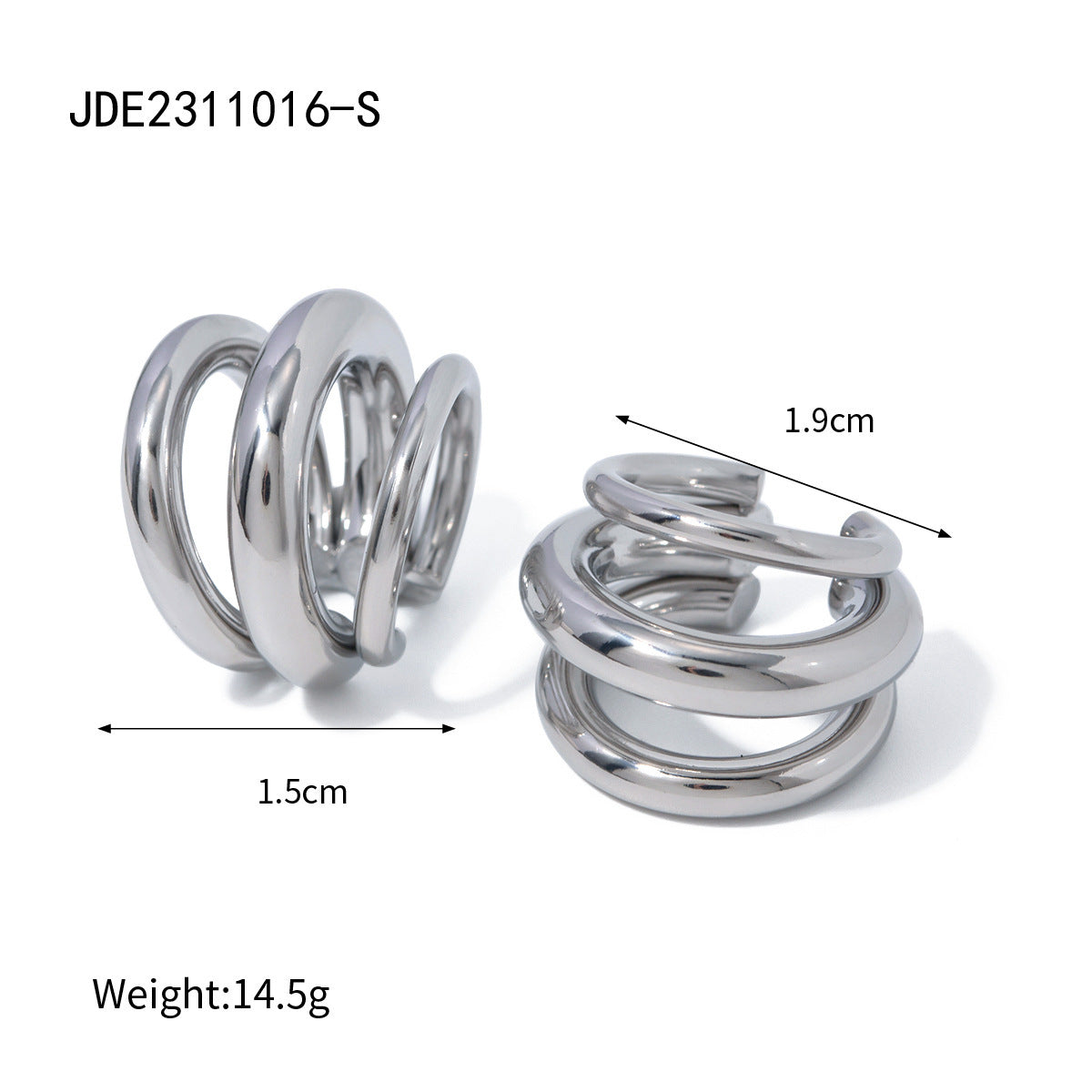 18K Stainless Steel Three-layer Ear Clip