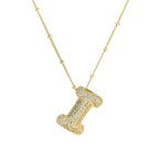 brass-zircon-bubble-letter-pendant-necklace - Viexta