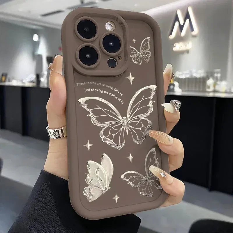 Silver Butterfly Drop-resistant Samsung Phone Case - Viexta