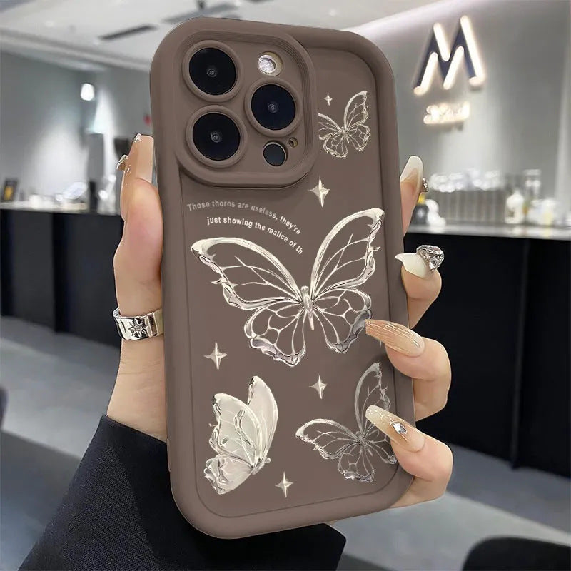 Silver Butterfly Drop-resistant Samsung Phone Case