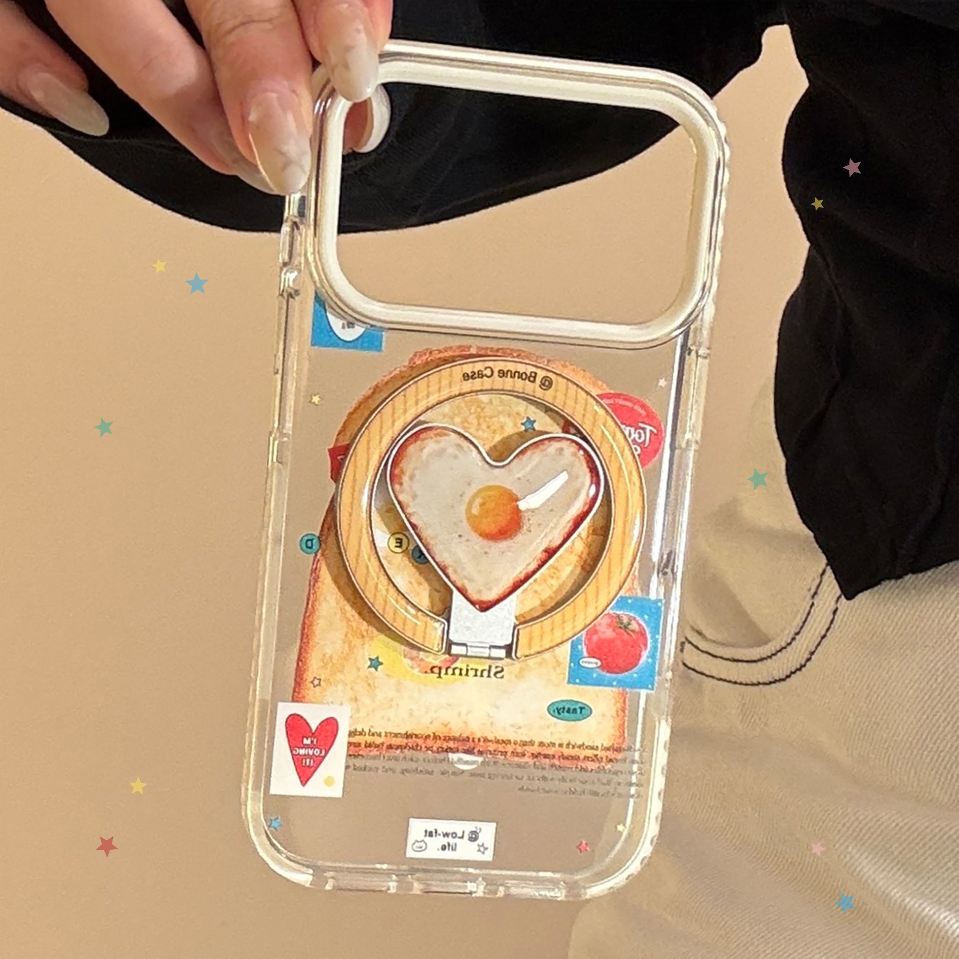 Toast And Fried Egg Heart Shaped Magnetic iPhone case