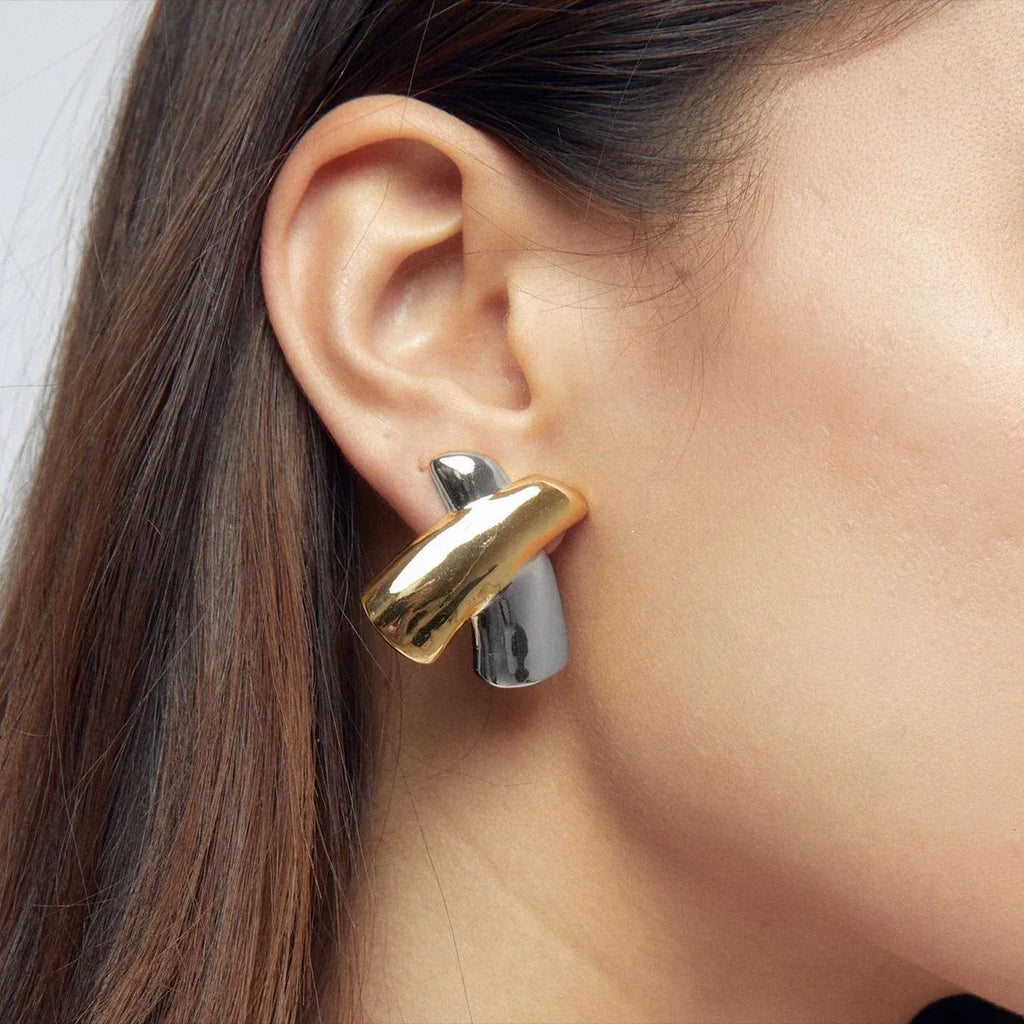 18K Gold Stainless Steel X-shaped Earrings - Viexta
