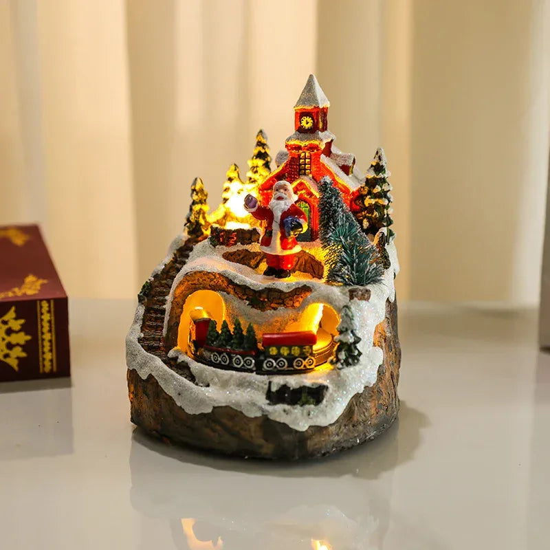 Christmas Rotating Resin Luminous Music Box Ornaments - Viexta