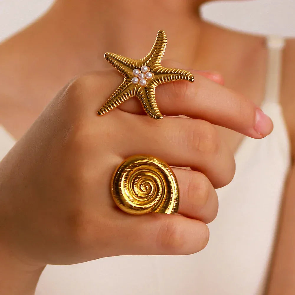 Starfish Stainless Steel18K Ring - Viexta