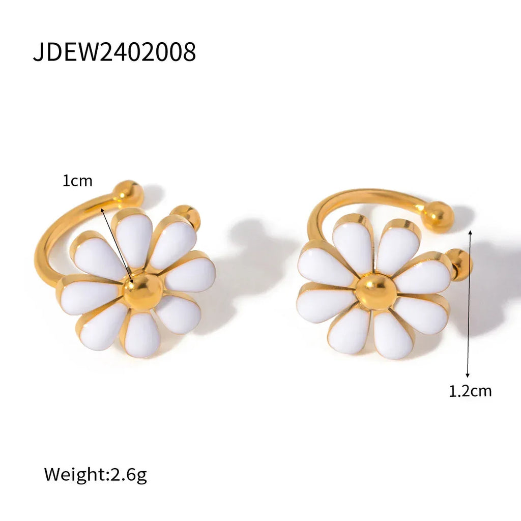 summer-18k-gold-stainless-steel-flower-earrings - Viexta