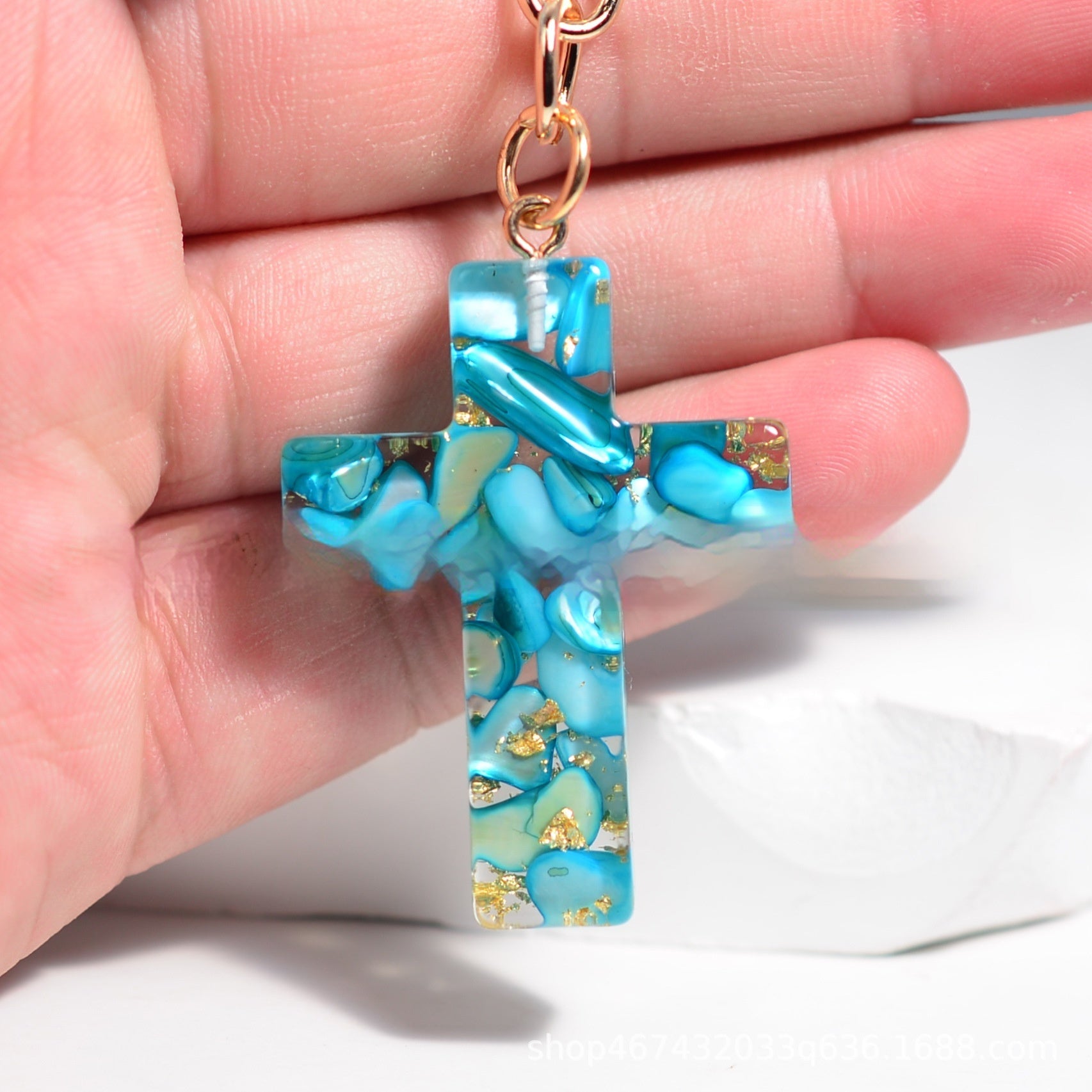 Resin Epoxy Cross Bag Hanging Ornament