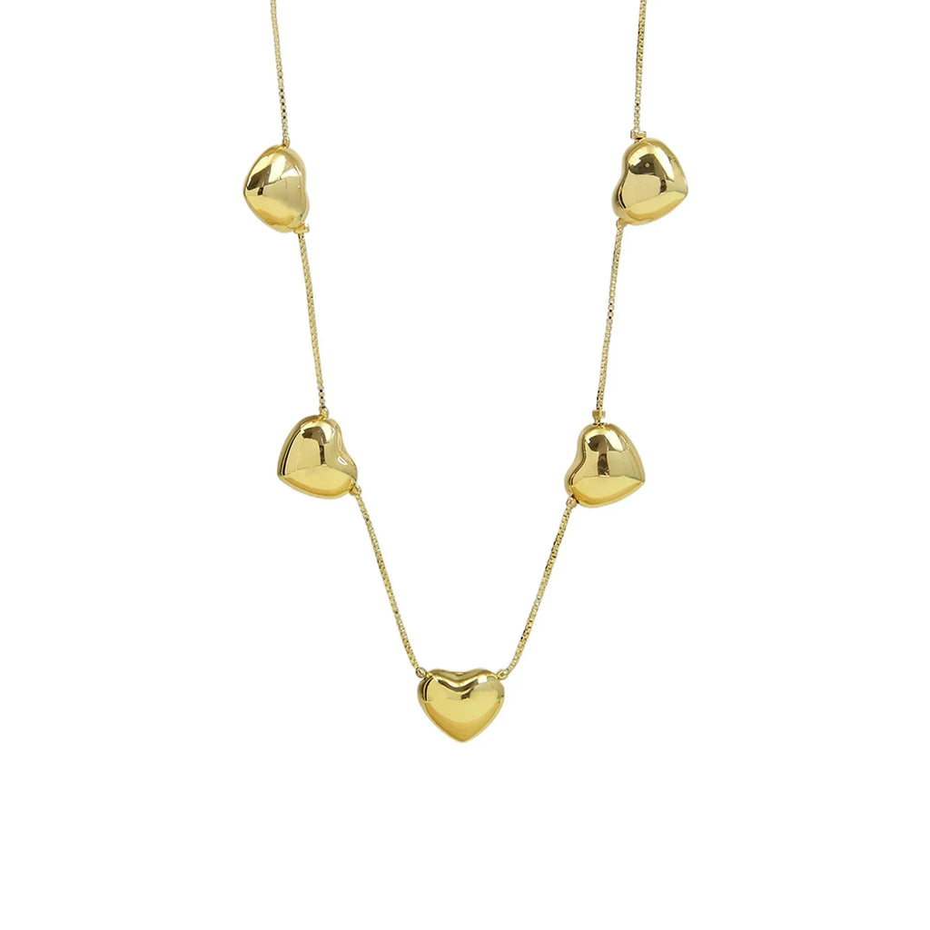 Brass 18K Multiple Heart-shaped Necklace - Viexta
