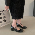 Square Toe Chunky Buckle Mid-heel - Viexta