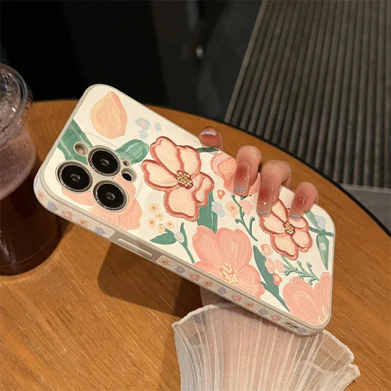 Vintage Embroidered Flower Leather iPhone case - Viexta