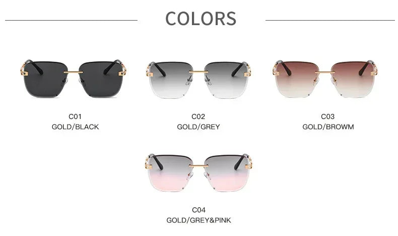 Frameless Trimming Square Sunglasses - Viexta