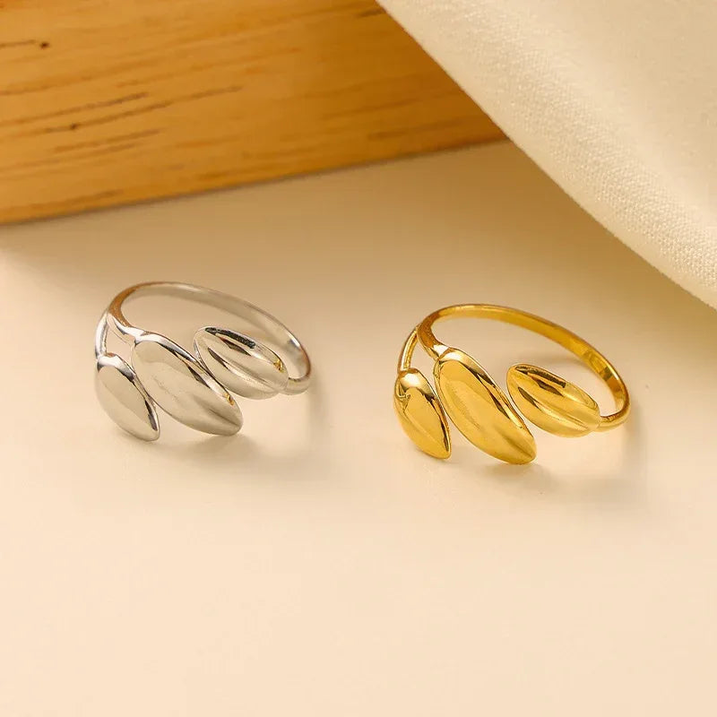 adjustable-titanium-steel-three-leaf-ring - Viexta