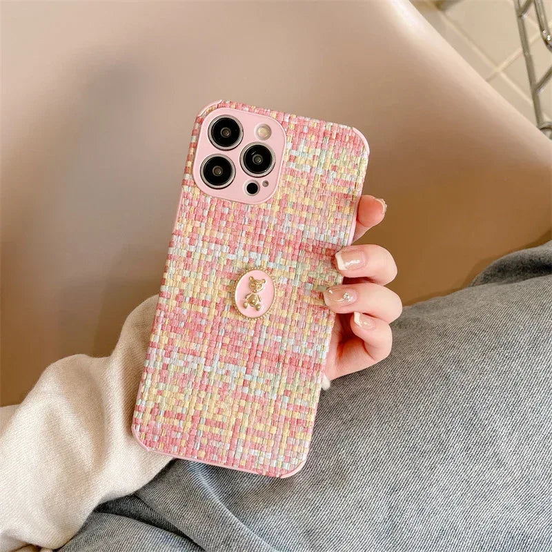 Woven High-grade Bear Flannelette iPhone Case - Viexta