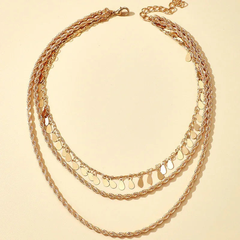 Multi-layer Hemp Flowers Drop-shaped Necklace - Viexta