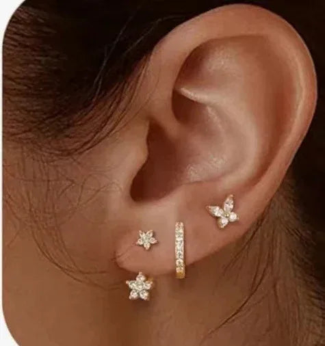 Zircon Butterfly Three-piece Earclips - Viexta