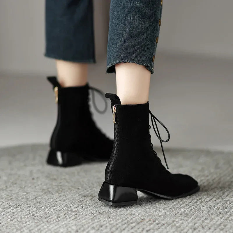 Women's All-match Square Toe Martin Boots - Viexta