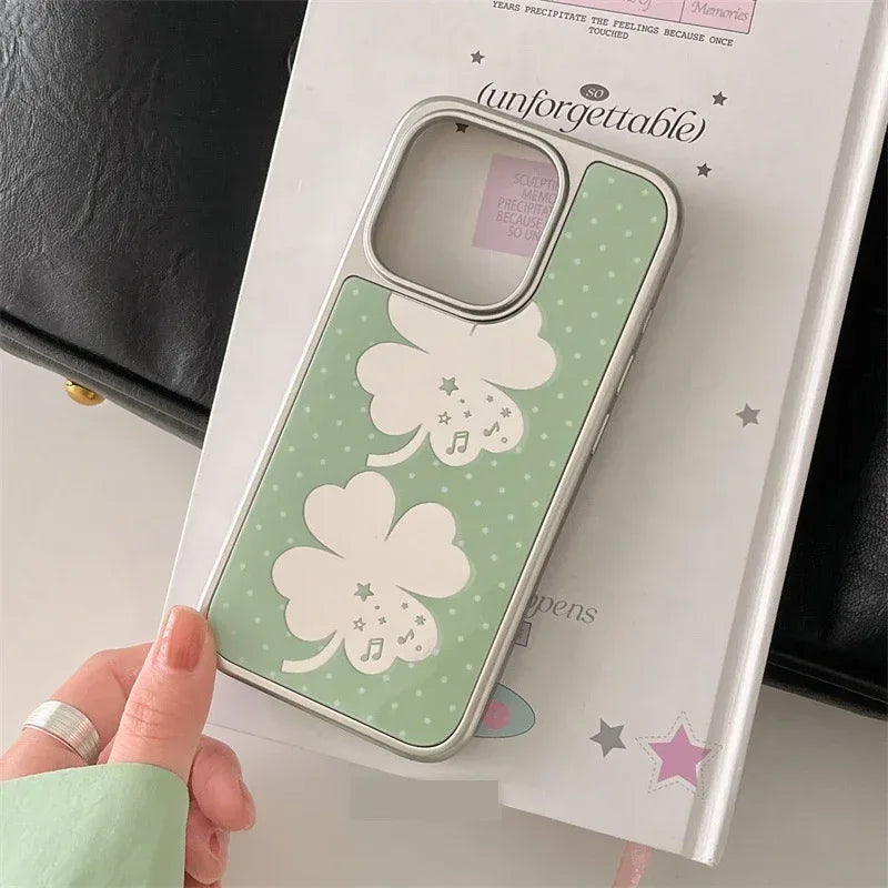 Korean Summer Lucky Four-leaf Clover iPhone Case - Viexta
