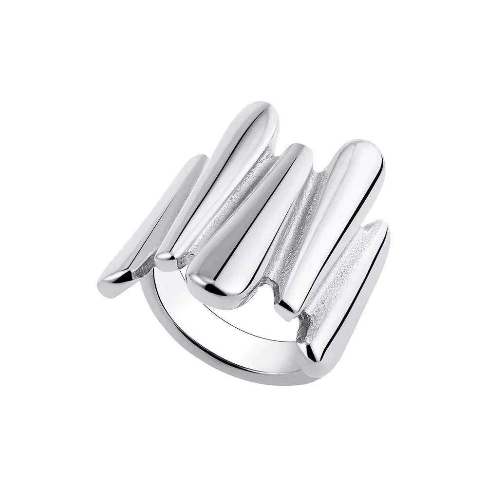 irregular-titanium-steel-ring-with-water-droplet-knot-opening - Viexta