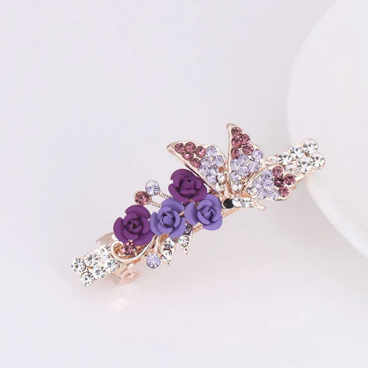 Rhinestone Hairpin Ponytail Clip - Viexta