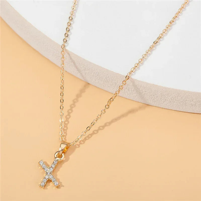18k 26 Golden English Letter Pendant Clavicle Chain - Viexta