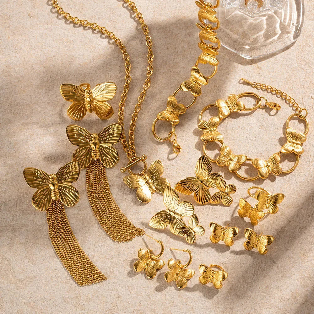 Retro Alluvial Gold Butterfly Suit Series Set - Viexta