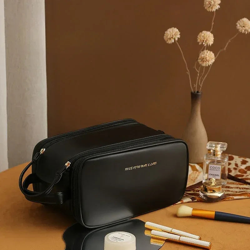 Three-layer Double Zipper U-shaped Cosmetic Bag - Viexta