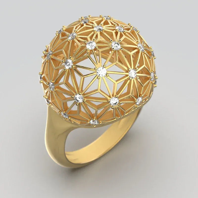 Hollow Spherical Diamond-studded Ring - Viexta